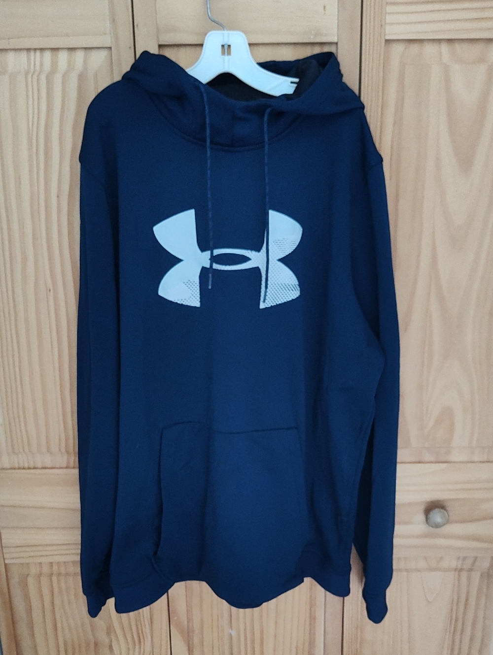 Under Armour Mens Navy and White Pullover Hoodie, Sz XL